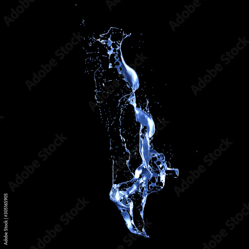 Splash fluid. 3d illustration, 3d rendering.