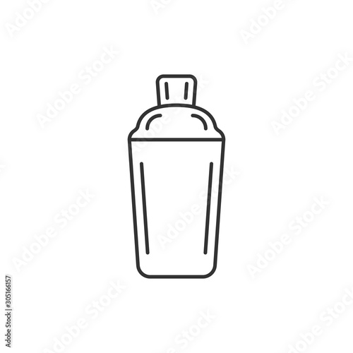 Shaker cocktail icon in flat style. Alcohol bottle vector illustration on white isolated background. Bar drink business concept.
