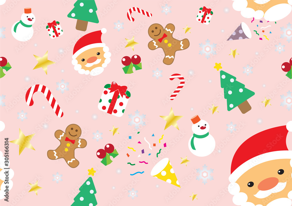 Christmas symbol and decorated background and wallpaper on pink background.