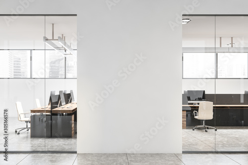 White office interior with mock up wall photo
