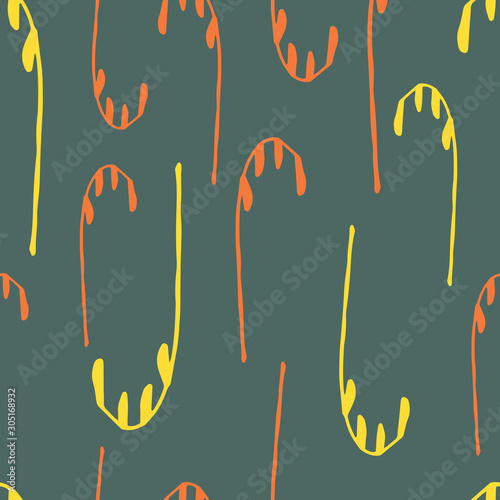 Floral seamless pattern in line art style.  Abstract botanical print of flowers, leaves, twigs.Textile design texture. Spring blossom background. Vector illustration.