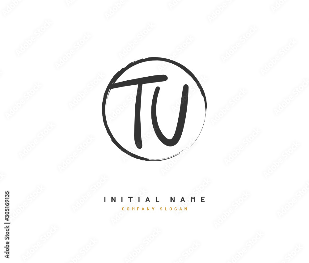 Fototapeta premium T U TU Beauty vector initial logo, handwriting logo of initial signature, wedding, fashion, jewerly, boutique, floral and botanical with creative template for any company or business.