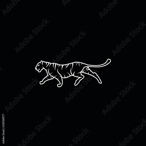 tiger line outline monoline logo hipster label vector icon illustration
