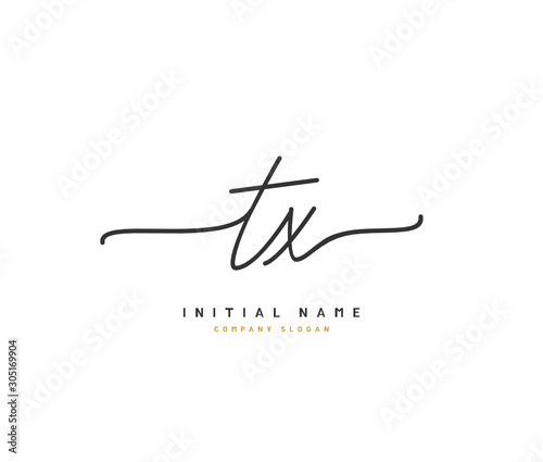 T X TX Beauty vector initial logo, handwriting logo of initial signature, wedding, fashion, jewerly, boutique, floral and botanical with creative template for any company or business.