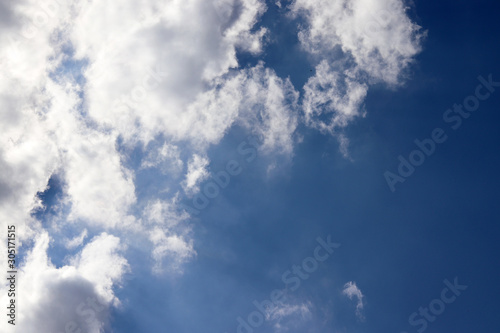 Fototapeta Naklejka Na Ścianę i Meble -  blue sky white space cloud background with light bright of sun. weather at day and  sky clear and sunlight. view blue sky weather in summer and air beauty