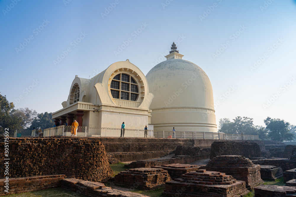 View of Parinirvana Stupa and temple place for Buddhist pilgrimage site and this place of Buddha attained Parinirvana after his death View of Parinirvana Stupa and temple place for Buddhist pilgrimage site and this place of Buddha attained Parinirvana after his death