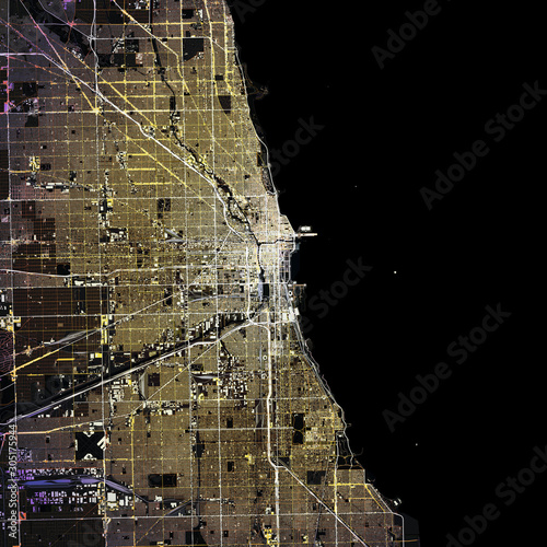 Map Chicago city. Illinois. USA