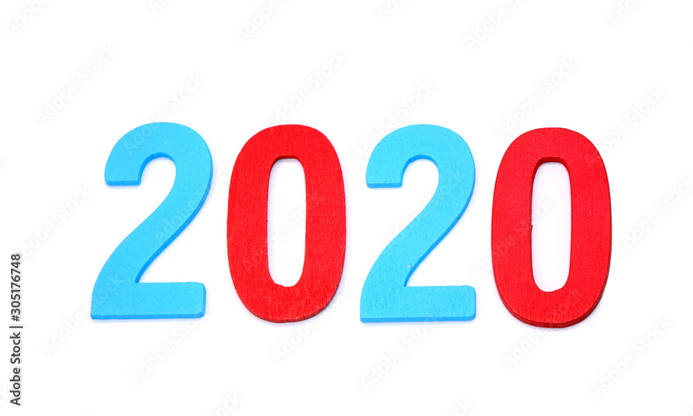 New year 2020, Colorful wooden number New year 2020, Colorful wooden number