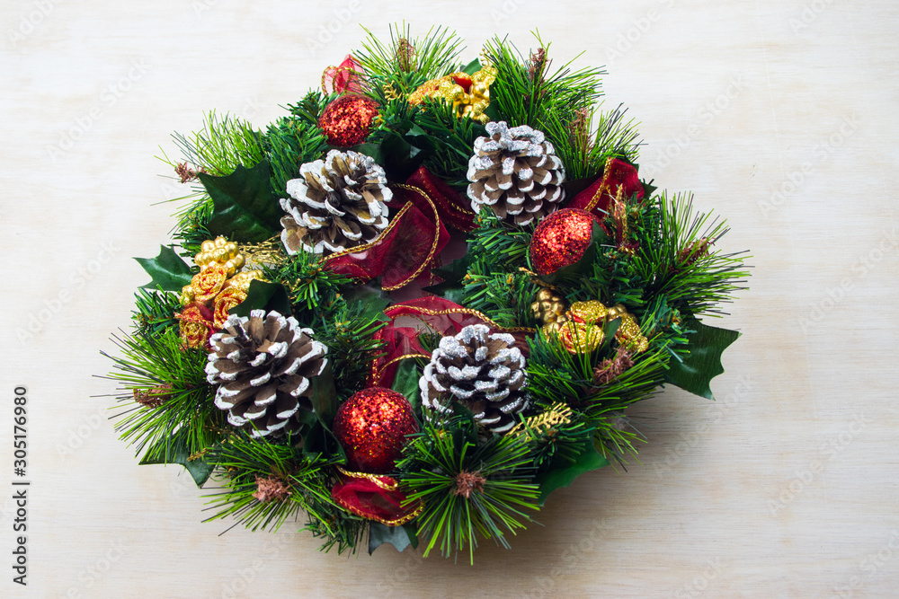 Christmas New Year arrangement pine cone glitter ball Christmas New Year arrangement pine cone glitter ball