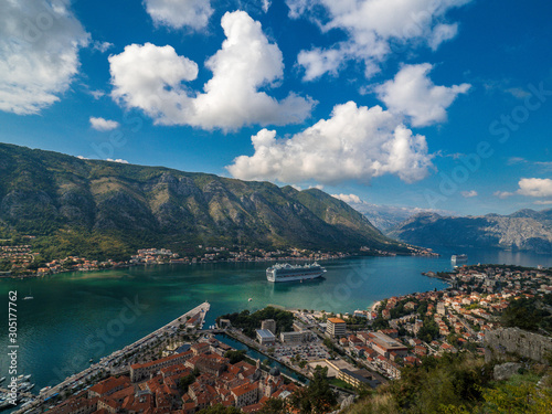 Aerial view of Kotor Bay, Montenegro