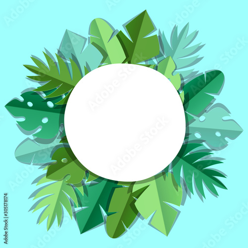 Background with paper palm leaves.