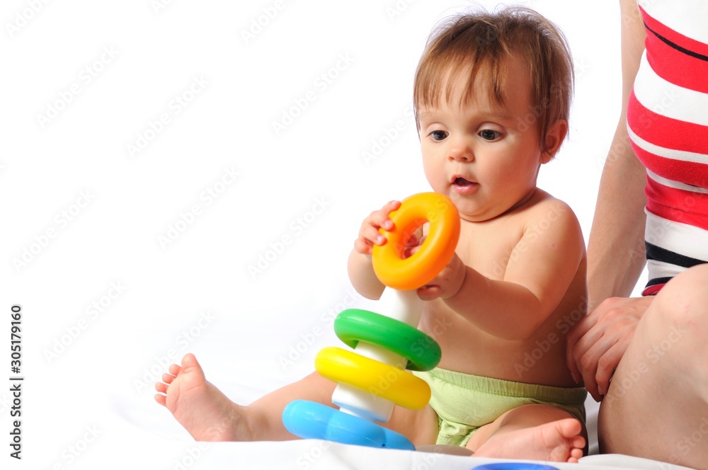 Child training play with pyramid toy Child training play with pyramid toy