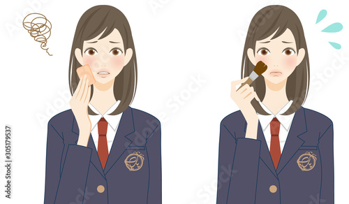 肌荒れ アレルギーが出る女子 美容 ニキビ 乾燥 小じわ そばかす 肌トラブルのイラスト Stock Illustration Adobe Stock