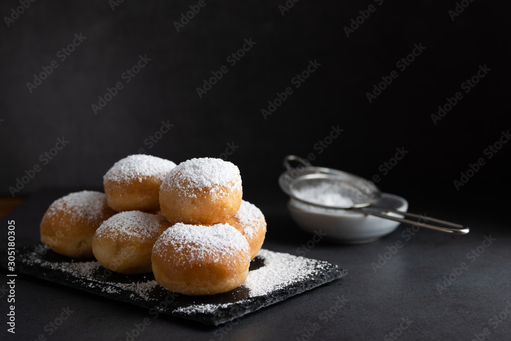 Tableau sur toile Carnival italian deep fried fritters with sugar icing,Homemade deep fried sweet