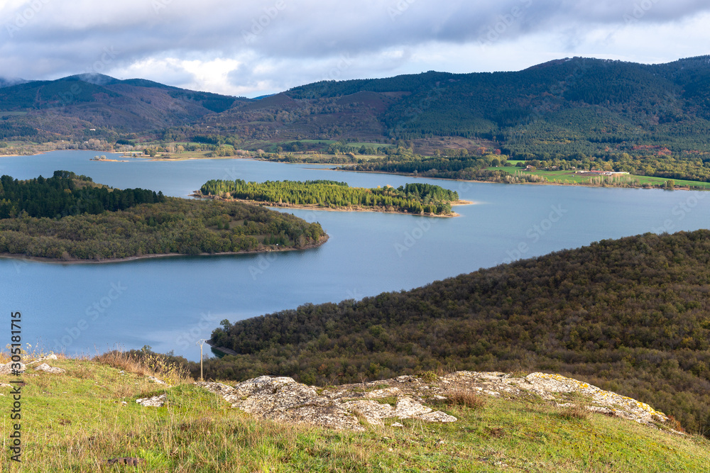 Panoramic view of Ullibarri-Gamboa reservoir, Basque Country, Spain