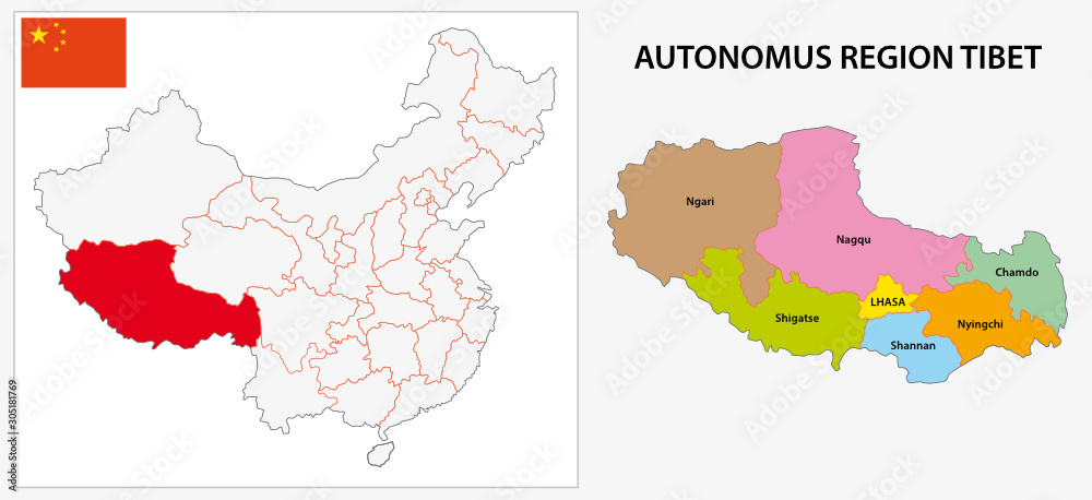 Tibet Autonomous Region administrative map
