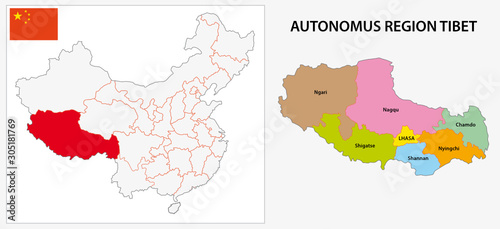 Tibet Autonomous Region administrative map
