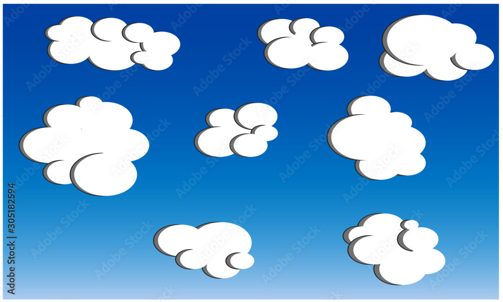 Obraz premium Vector collection of cartoon white clouds