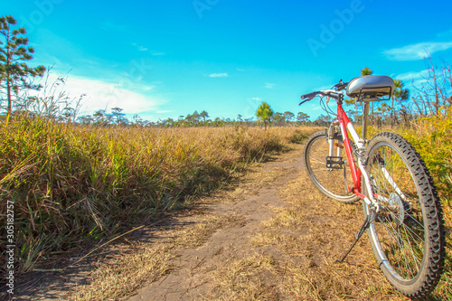 Mountain bike on the rural road. © Phongsak