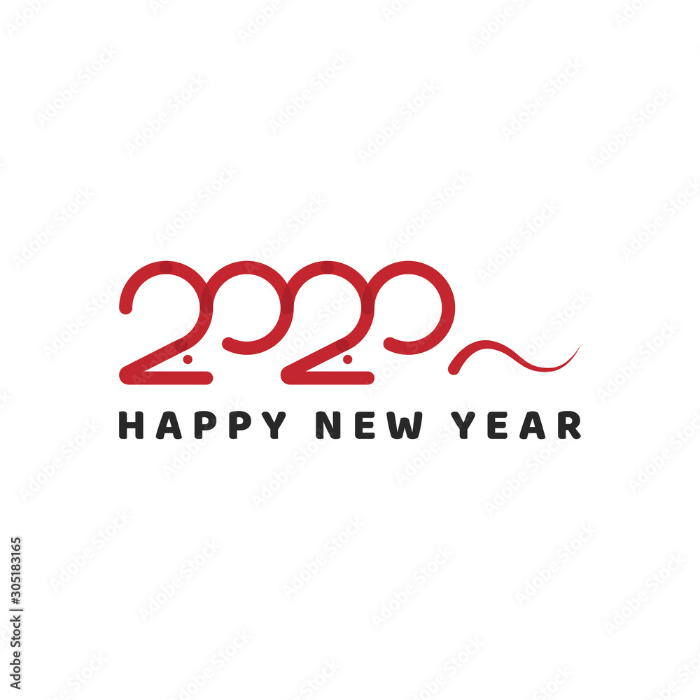 Happy New Year 2020 with Mouse Concept Logo Vector Icon Illustration Happy New Year 2020 with Mouse Concept Logo Vector Icon Illustration