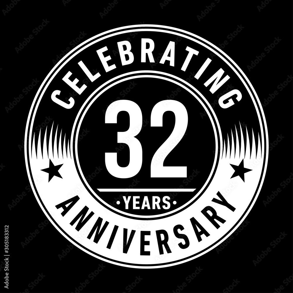 32 years anniversary celebration logo template. Thirty-two years vector and illustration.