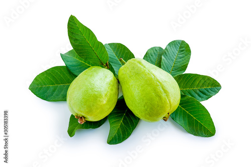 Wallpaper Mural Ripe guava with leaves on white background Torontodigital.ca