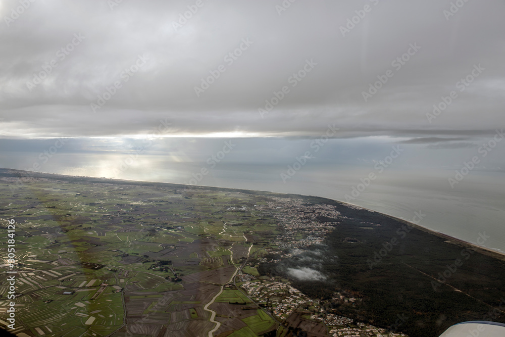 atlantic ocean french coast aerial winter view