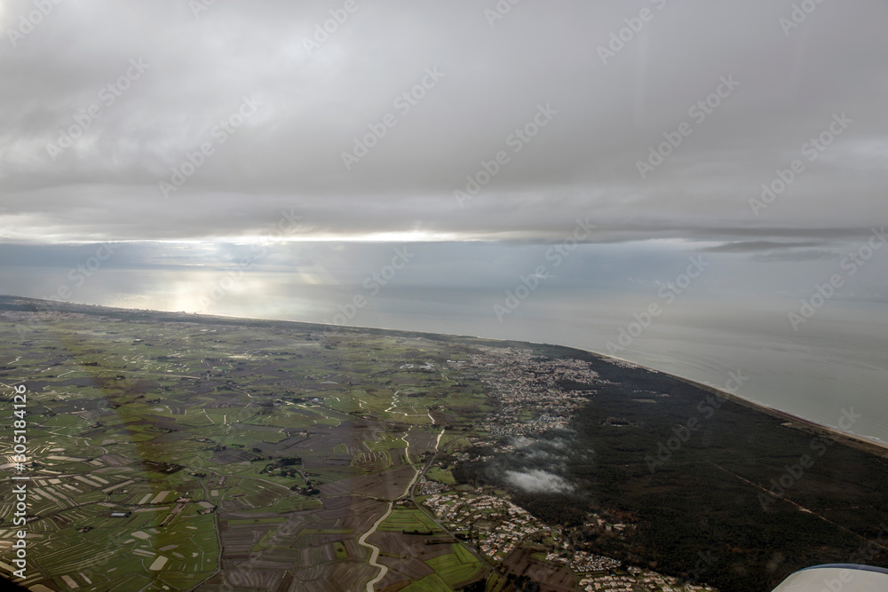 Fototapeta premium atlantic ocean french coast aerial winter view