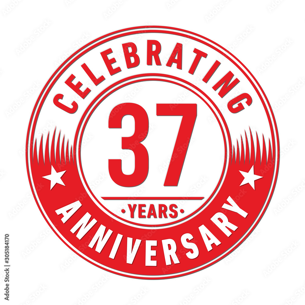 37 years anniversary celebration logo template. Thirty-seven years vector and illustration.