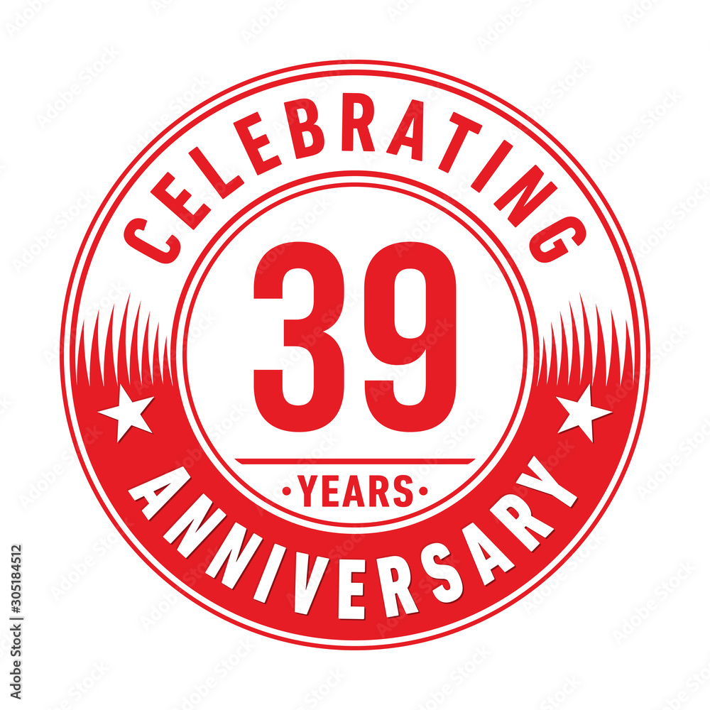 39 years anniversary celebration logo template. Thirty-nine years vector and illustration.