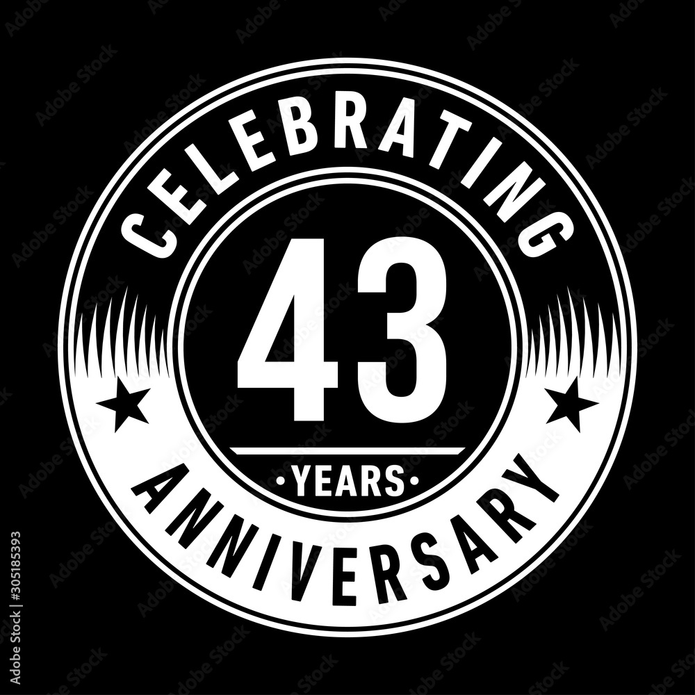 43 years anniversary celebration logo template. Forty-three years vector and illustration.