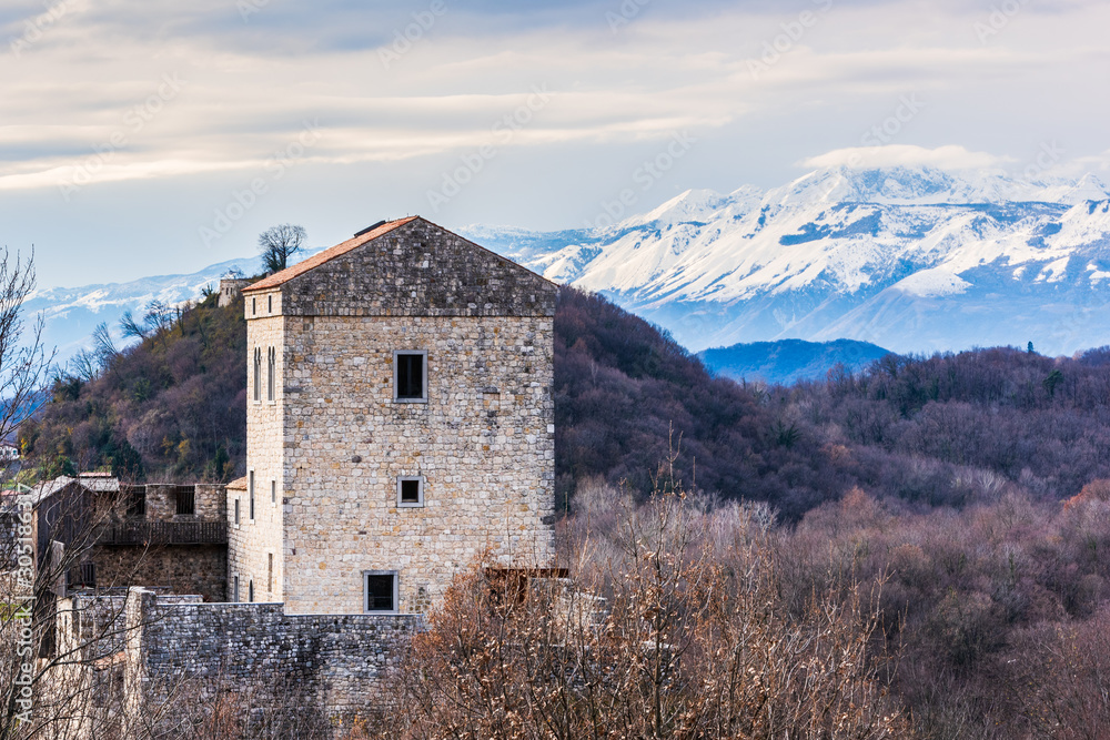 Castle and fortified village of Ragogna. Middle Ages to discover. Friuli. Italy