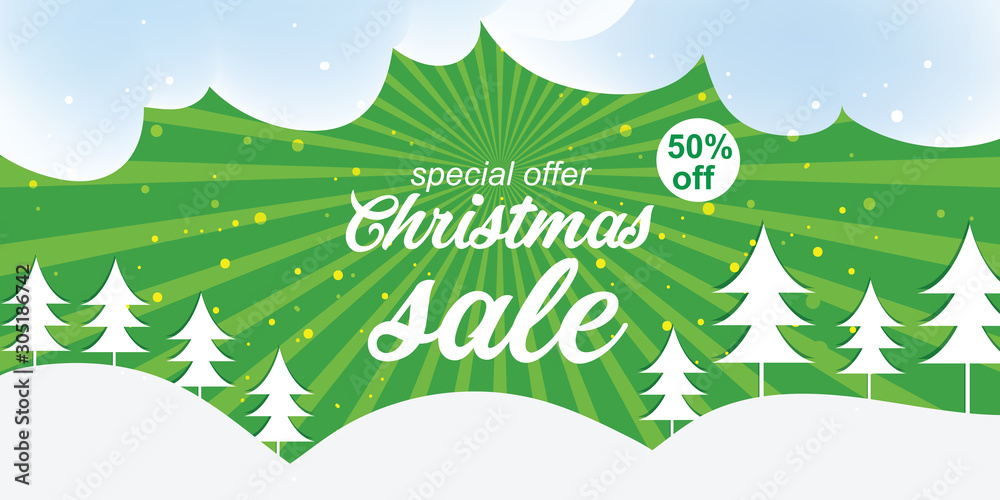 Obraz premium Winter sale banner.Origami snowfall. Vector Illustration