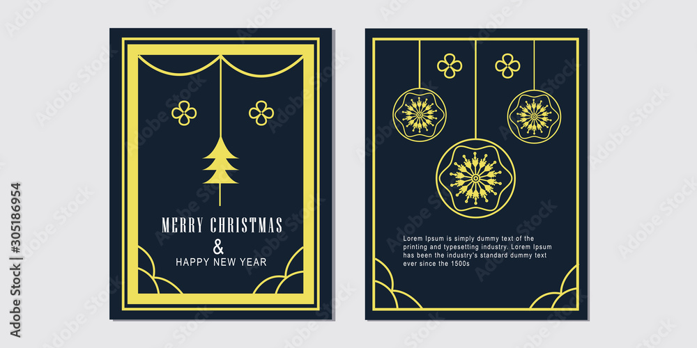 Merry christmas and happy new year greeting card banner template. Use for poster website cover flyer