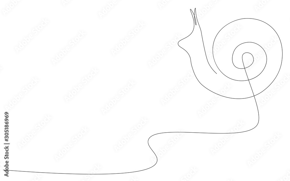Snail silhouette continuous line drawing, vector illustration Snail silhouette continuous line drawing, vector illustration