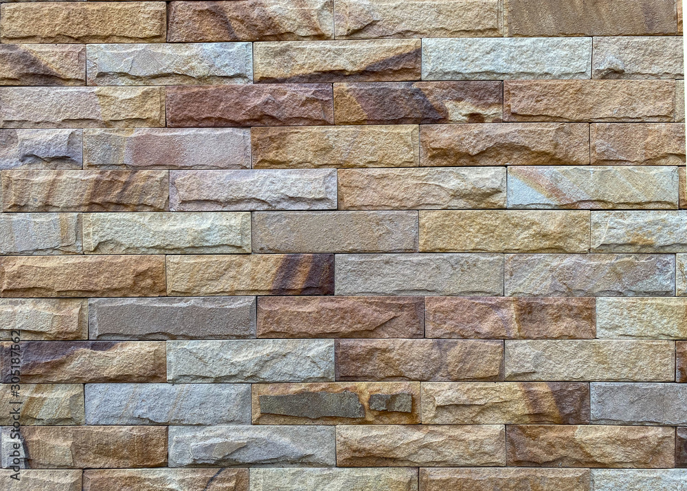 Fototapeta premium Close-up of Mosaic stone tile wall texture patterns backgrounds.