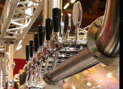 Photography taps for draught beer in the pub