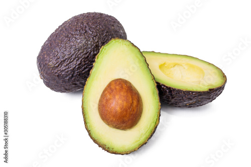 natural avocado isolated on white background