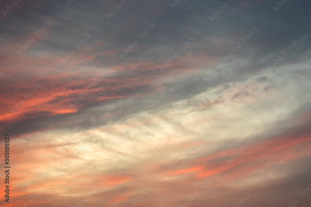 sunset cloudy sky with dramatic color