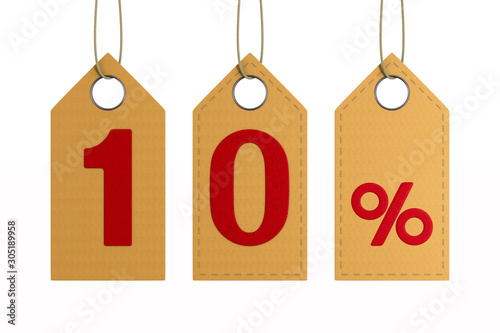 Ten percent on white backgr...