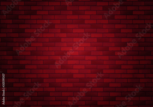 Brick wall backlit in red