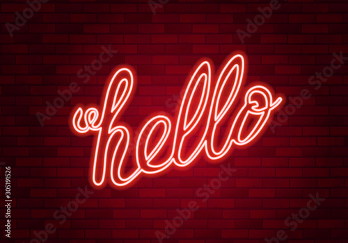Hello neon color lettering