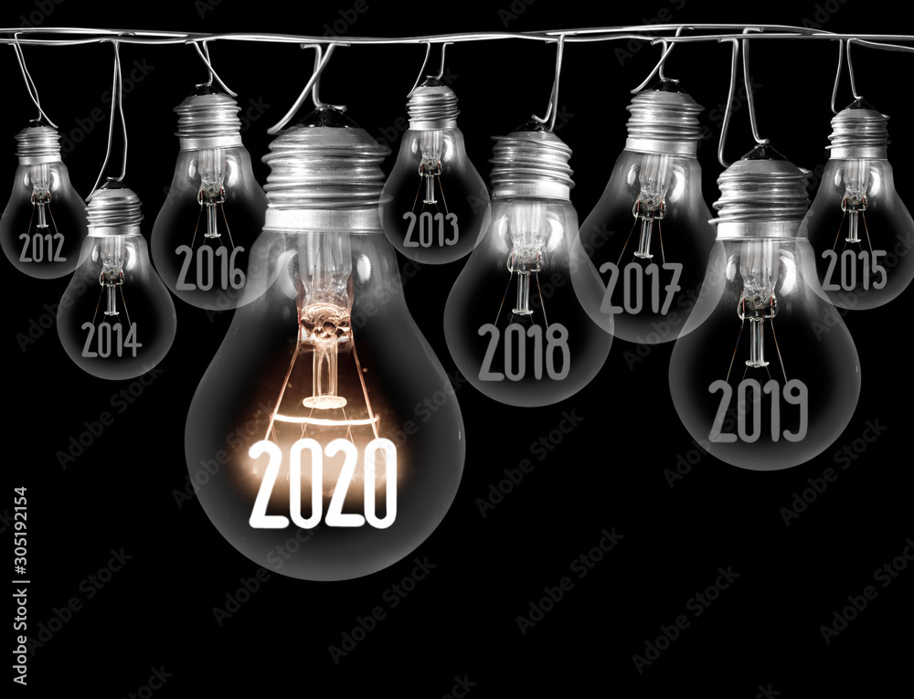 Light Bulbs with New Year 2020 Light Bulbs with New Year 2020