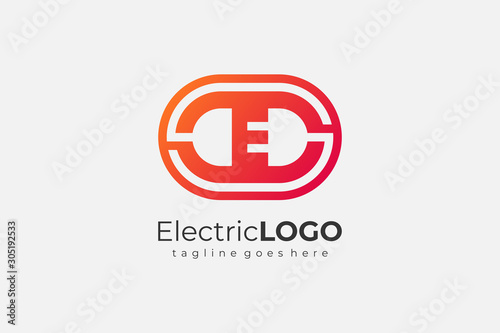 Letter E Electricity Logo Flat Vector Logo Design Template Element