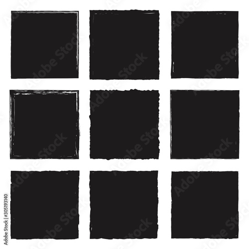 A group of empty labels with uneven rough edges drawn with an ink brush photo