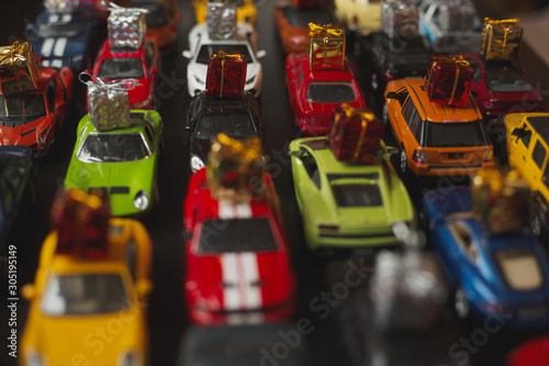 Traffic jam of toy cars