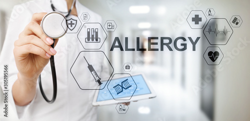 Allergy diagnosis medical and healthcare concept Doctor with stethoscope.