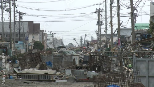 Japan Tsunami Aftermath Devastated Streets In Ishinomaki City photo