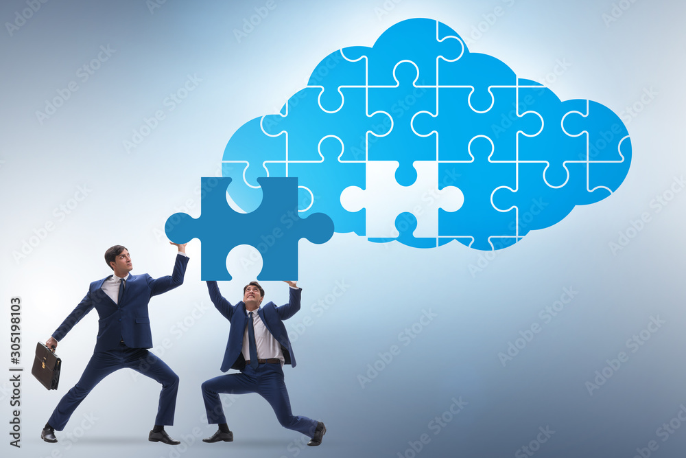 Concept of cloud computing with jigsaw puzzle Concept of cloud computing with jigsaw puzzle