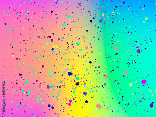 Unicorn background with rainbow mesh. Fantasy gradient backdrop with splash. Vector illustration for poster, brochure, invitation, cover book, catalog. Trendy template for holiday design